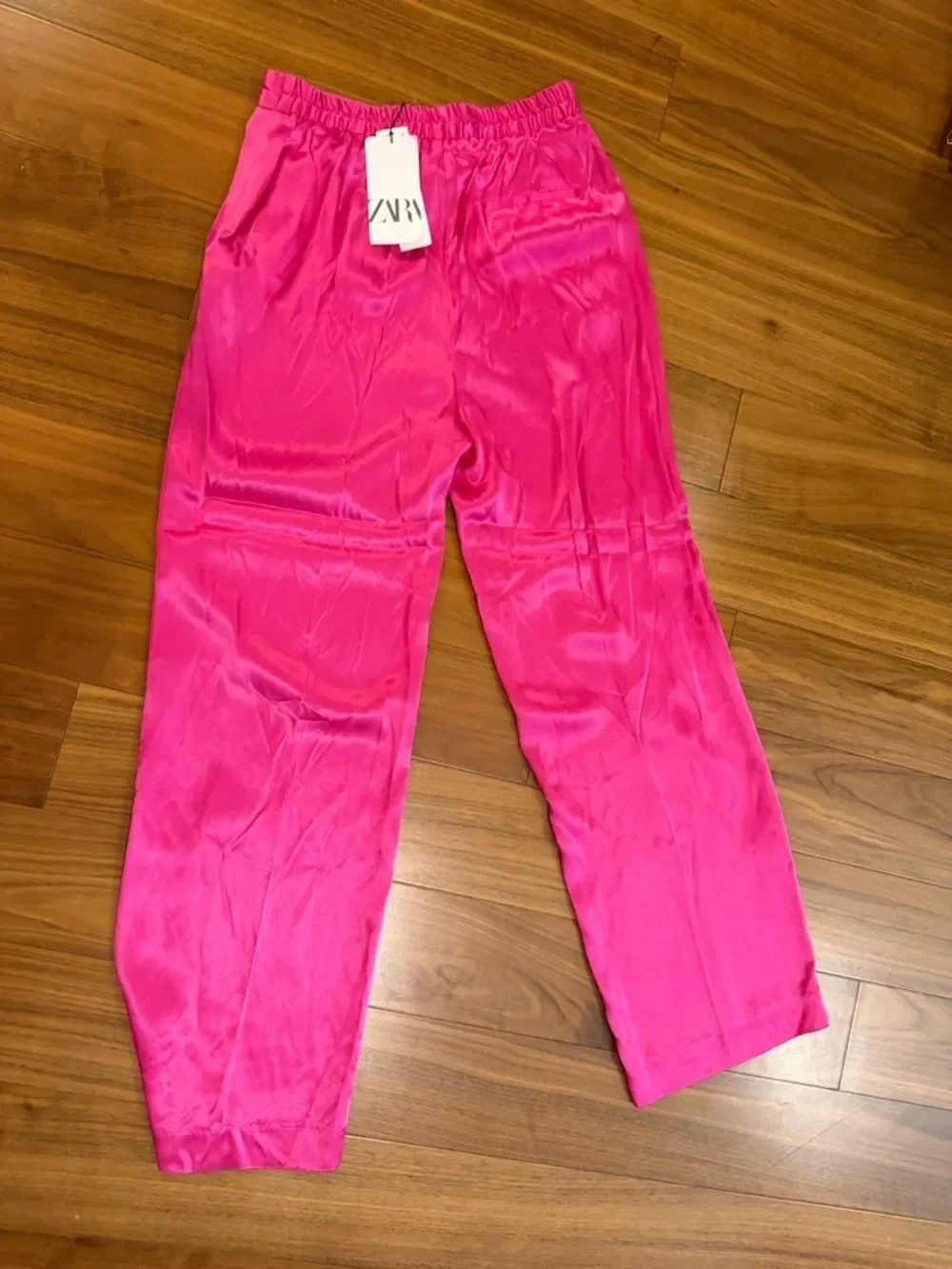 Zara Satin effect Fuchsia Pantsuit set NWT Size M